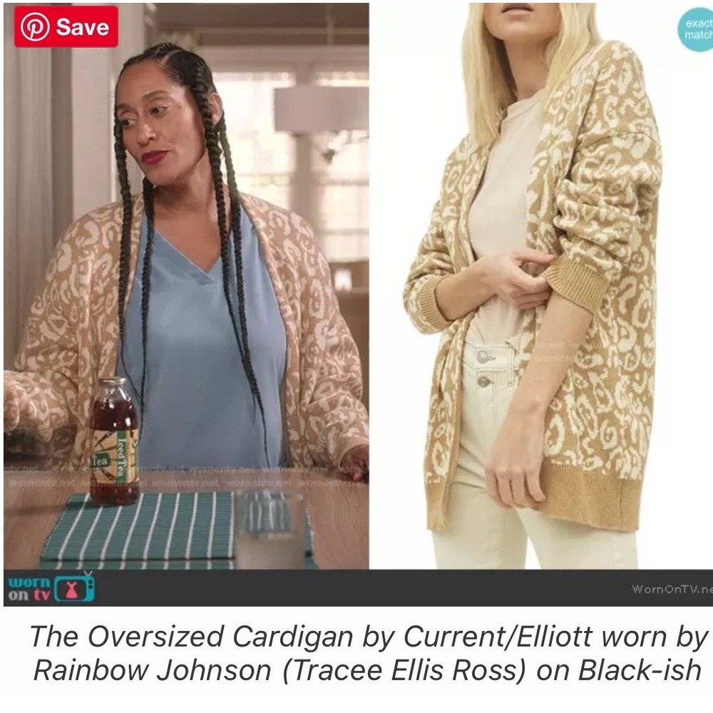 Current Elliott The Oversized Cardigan‎ Camel Cream Leopard Print Nursing Size L